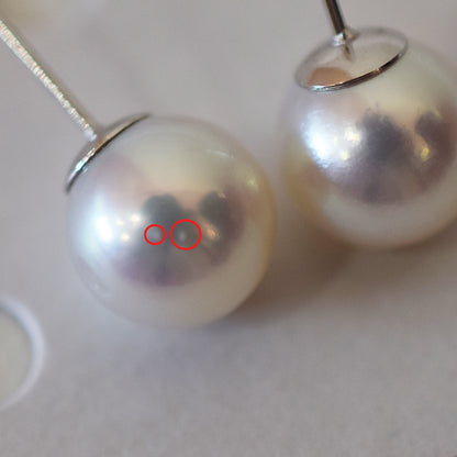 Actual product Whitepink 9mm - 9.5mm Seawater Akoya Pearl Stud Earring K14WG From Japan Japanese Seawater reenspearl