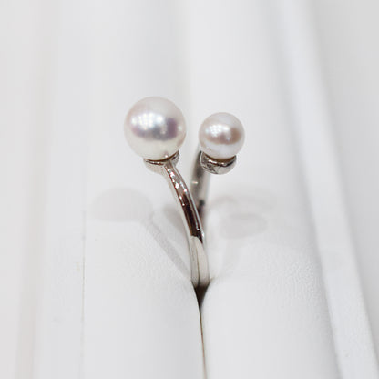 Actual product Rare White pink 7.5mm × 5.5mm Ring Sea Real Akoya Pearl From Japan SV925 Silver reenspearl akoyapearl