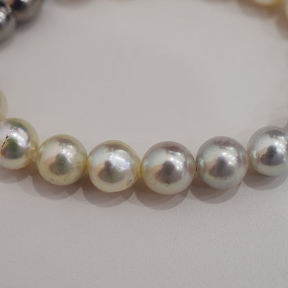 Limited to actual item 9mm - 9.5mm Natural color Multi Semi-round ~ Baroque Akoya Pearl Bracelet From Japan AkoyaPearl Stainless 7.08inch Wedding Japanese Magnet