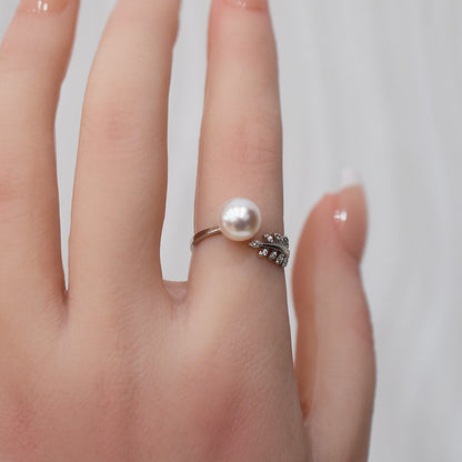 Actual product Rare White pink 8mm - 8.5mm Ring Sea Real Akoya Pearl From Japan SV925 Silver reenspearl akoyapearl