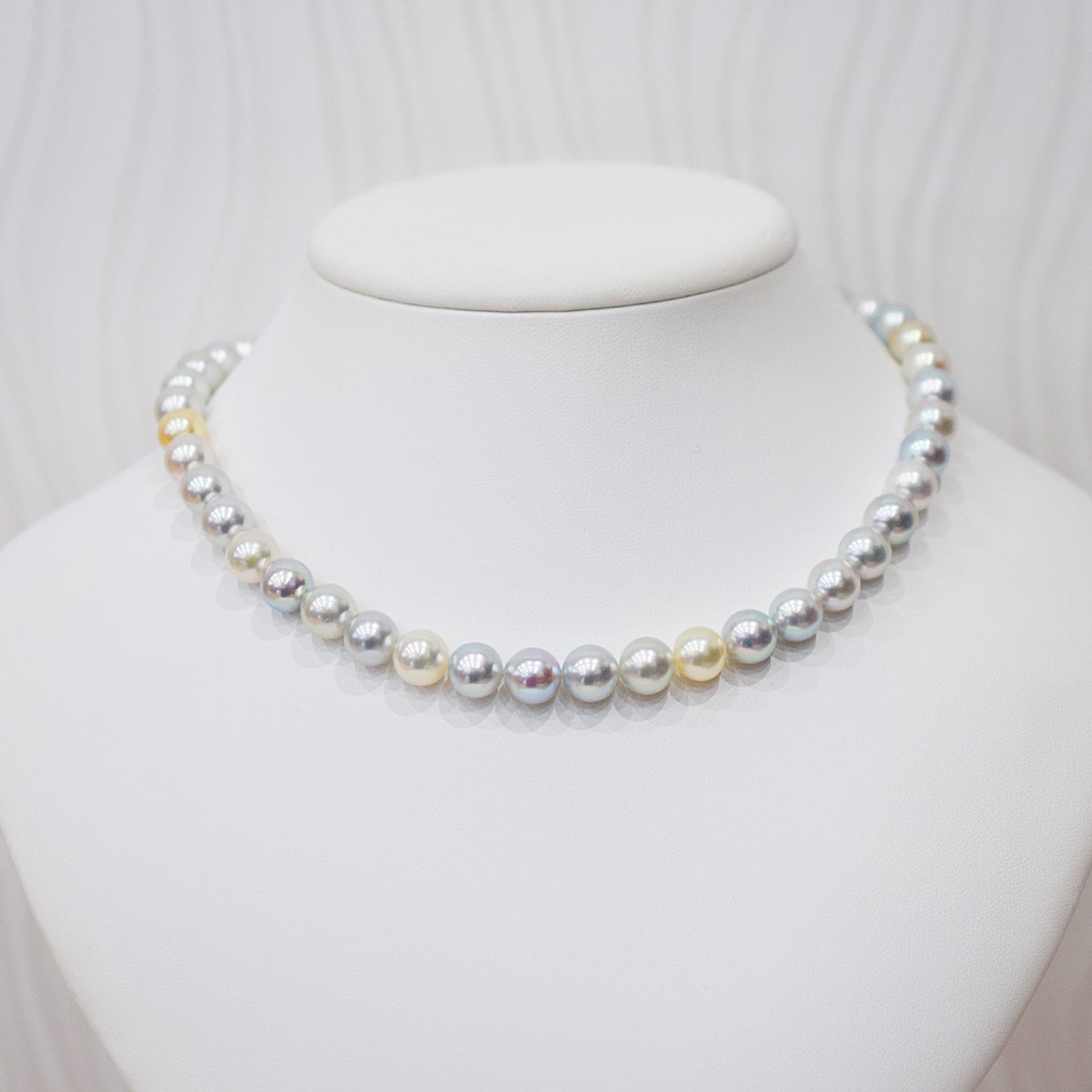 Limited to actual item Necklace Natural multi color 9mm - 9.7mm Real Akoya Pearl From Japan 16.7inch 42.5cm starand choker reenspearl