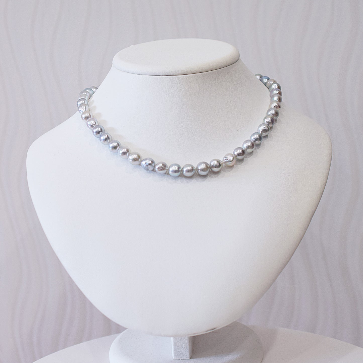 Limited to actual item Necklace Natural color Baroque 8mm - 9.5mm Real Akoya Pearl Japan 16.5inch 42cm starand Japanese choker reenspearl