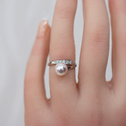 Actual product Rare White pink 8mm - 8.5mm Ring Sea Real Akoya Pearl From Japan SV925 Silver reenspearl akoyapearl