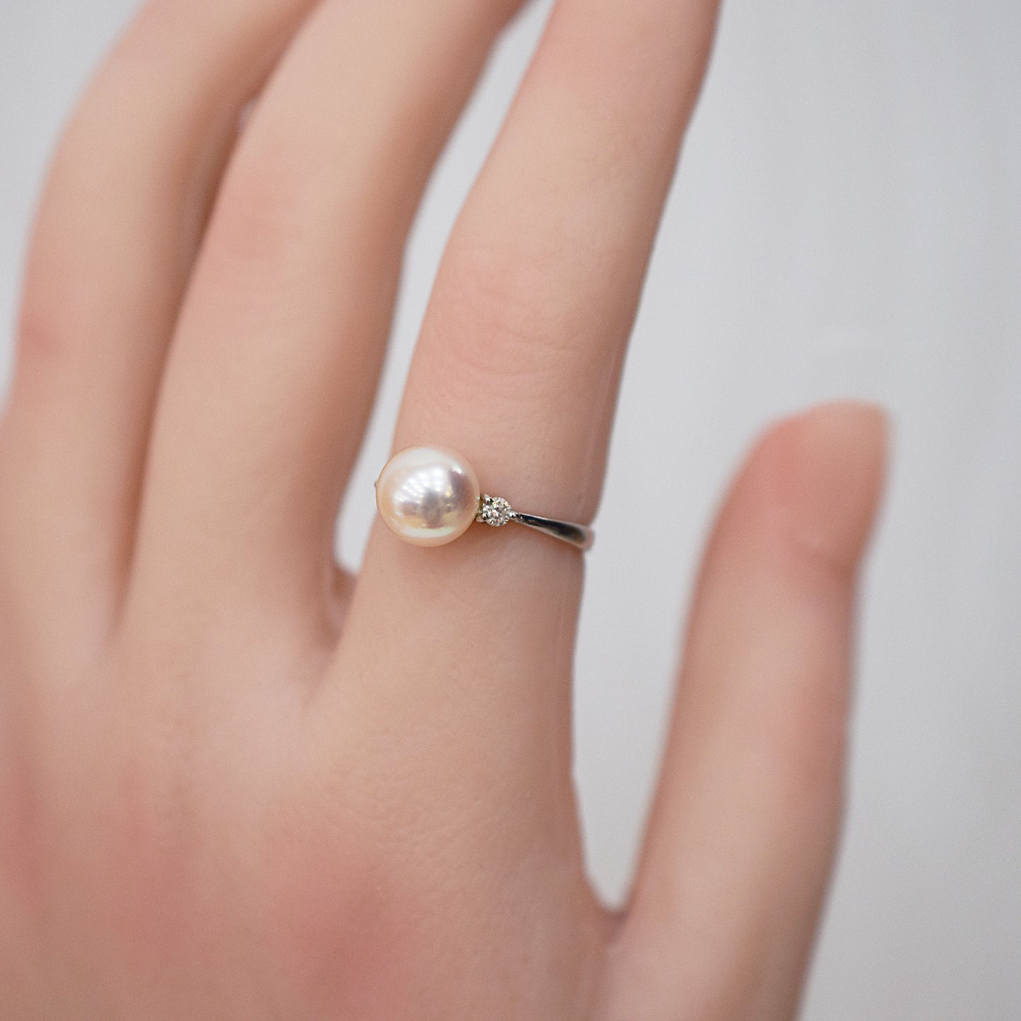 Actual product Rare White pink 8mm - 8.5mm Ring Sea Real Akoya Pearl From Japan Pt900 reenspearl akoyapearl