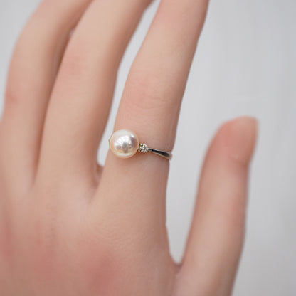 Actual product Rare White pink 8mm - 8.5mm Ring Sea Real Akoya Pearl From Japan Pt900 reenspearl akoyapearl