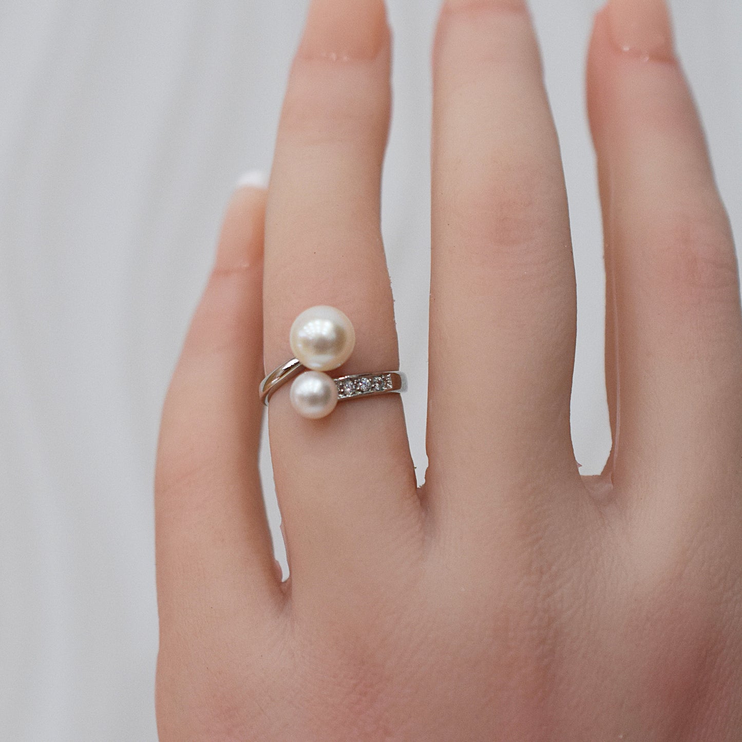 Actual product Rare White pink 7.5mm × 5.5mm Ring Sea Real Akoya Pearl From Japan SV925 Silver reenspearl akoyapearl