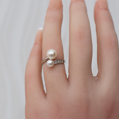 Actual product Rare White pink 7.5mm × 5.5mm Ring Sea Real Akoya Pearl From Japan SV925 Silver reenspearl akoyapearl