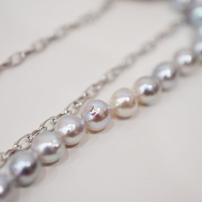 Limited to actual item Necklace Natural color Baroque 8 - 9mm Akoya Pearl Japan 16.5inch starand choker SV925