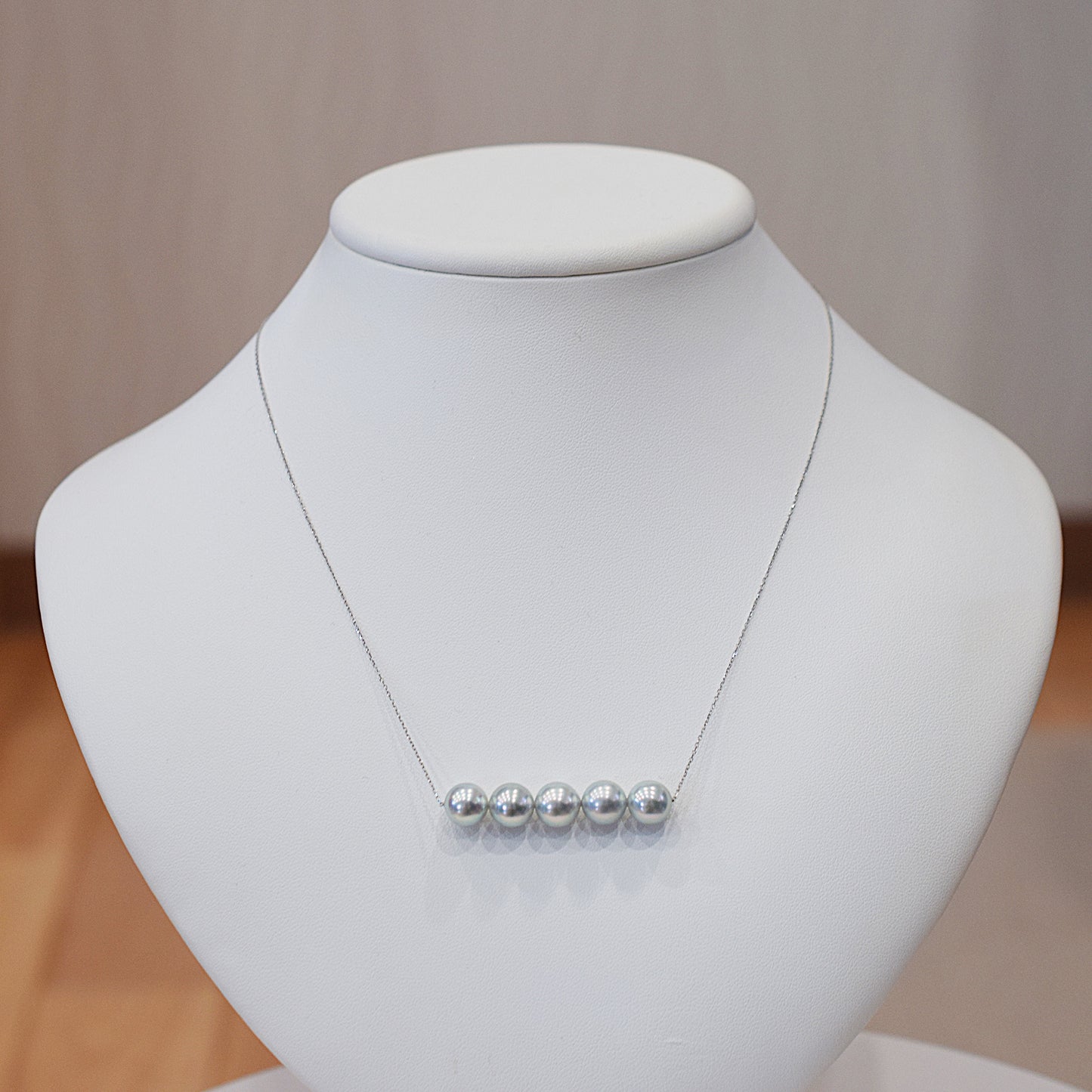 <SALE> Limited to actual item Rare Natural color blue 8.5mm - 9mm akoya pearl necklace 18K Real Japan reenspearl Japanese Seawater