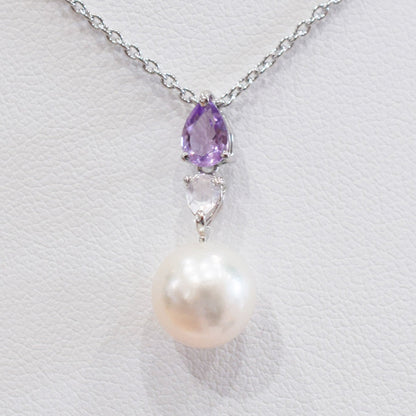 White pink 9mm - 9.5mm hanadama rank pendant necklace Akoya Pearl SV925 Semi-precious stones Japan Seawater reenspearl Birthday あこや 真珠