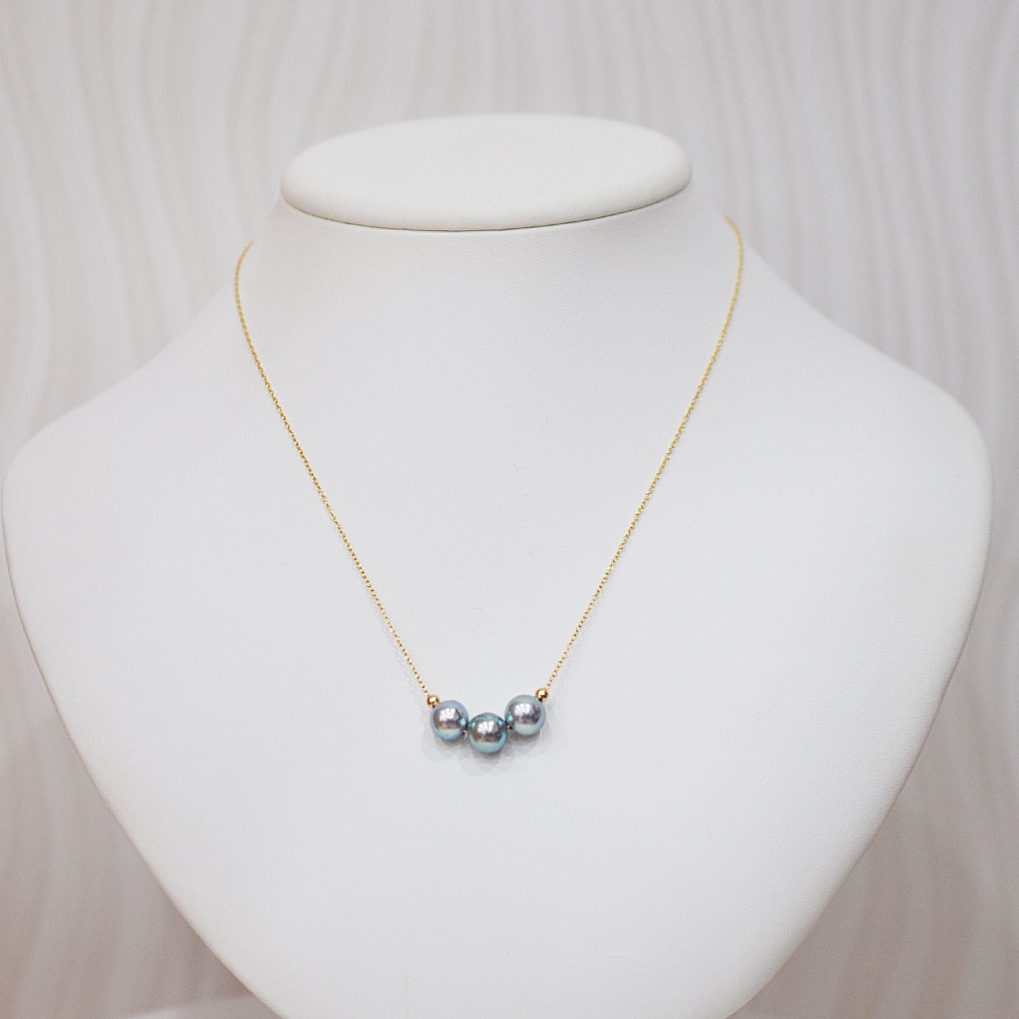 <SALE> Limited to actual item Cobalt Baroque Necklace 8mm - 8.5mm 14KGF Gold Filled Real Akoya Pearl Japan Akoyapearl 17.7inch Japanese reenspearl