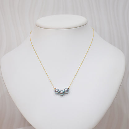 <SALE> Limited to actual item Cobalt Baroque Necklace 8mm - 8.5mm 14KGF Gold Filled Real Akoya Pearl Japan Akoyapearl 17.7inch Japanese reenspearl
