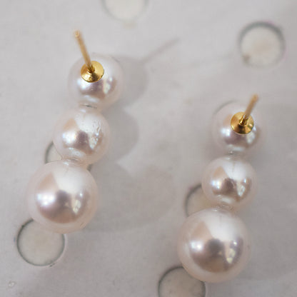 <SALE> Limited to actual item Whitepink 6mm - 6.5mm × 7.5mm - 8mm akoya pearl Earring K18YG Japan 1pair akoyapearl Seawater reenspearl