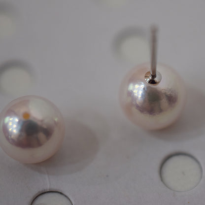 AAA rank 8mm - 8.5mm White pink tennyo color Akoya Pearl Earring Japan Japanese Seawater pearl reenspearl 18K 14K akoyapearl 1pair 2pc