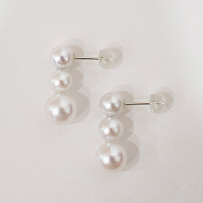 【K18YG / K14WG】Rare White Pink 6mm - 6.5mm × 7.5mm - 8mm 3pcs akoya pearl Earring Japan 1pair akoyapearl Japanese Seawater reenspearl