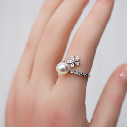 Actual product Rare White pink 8mm - 8.5mm Ring Sea Real Akoya Pearl From Japan SV925 Silver reenspearl akoyapearl