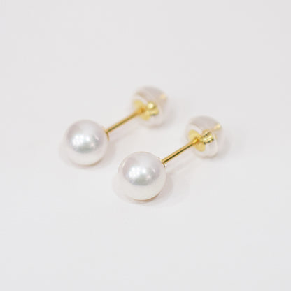 【K18YG / K14WG】Hanadama rank 5.5mm - 6.5mm Seawater Akoya Pearl White Pink Stud Earring Japan anniversary Japanese Seawater birthday 真珠 あこや 花珠級
