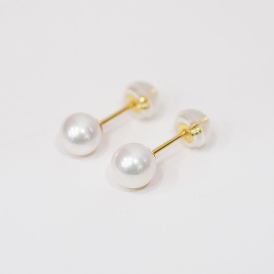 【K18YG / K14WG】Hanadama rank 5.5mm - 6.5mm Seawater Akoya Pearl White Pink Stud Earring Japan anniversary Japanese Seawater birthday 真珠 あこや 花珠級