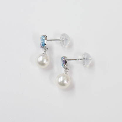 Hanadama rank Whitepink 5.5mm - 6.5mm Earrings Semi-precious stone Japan Blue topaz Light amethyst White Topaz あこや 真珠