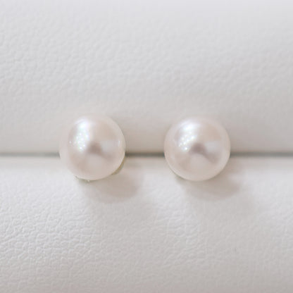 【K18YG / K14WG】Hanadama rank 6mm - 6.5mm Seawater Akoya Pearl White Pink Stud Earring Japan anniversary Japanese Seawater birthday 真珠 あこや 花珠級