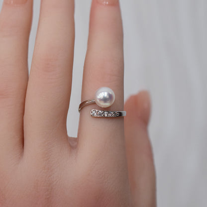 Actual product Rare White pink 8mm - 8.5mm Ring Sea Real Akoya Pearl From Japan SV925 Silver reenspearl akoyapearl
