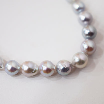 Actual product 7mm - 8mm Natural color Baroque Akoya Pearl Bracelet 7.08inch Japan AkoyaPearl SV925 Wedding Japanese Seawater