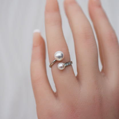 Actual product Rare White pink 7.5mm × 5.5mm Ring Sea Real Akoya Pearl From Japan SV925 Silver reenspearl akoyapearl
