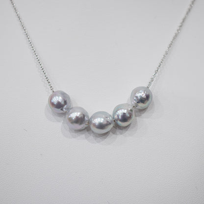 Limited to actual item Through Necklace Natural color Baroque 9 - 10mm Real Akoya Pearl Japan 17.7inch