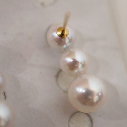<SALE> Limited to actual item Whitepink 6mm - 6.5mm × 7.5mm - 8mm akoya pearl Earring K18YG Japan 1pair akoyapearl Seawater reenspearl