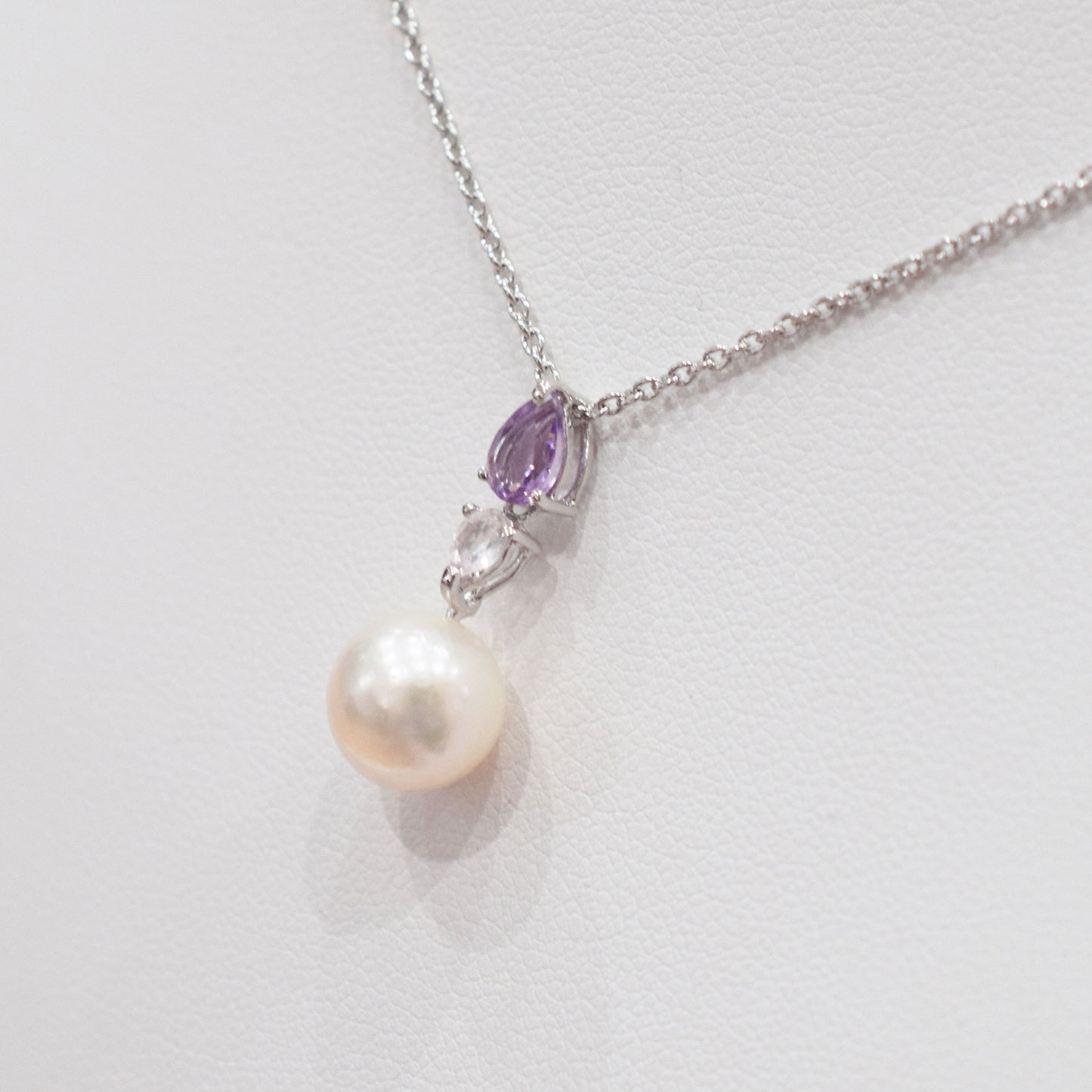 White pink 9mm - 9.5mm hanadama rank pendant necklace Akoya Pearl SV925 Semi-precious stones Japan Seawater reenspearl Birthday あこや 真珠