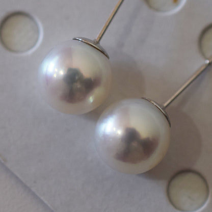 Actual product Whitepink 9mm - 9.5mm Seawater Akoya Pearl Stud Earring K14WG From Japan Japanese Seawater reenspearl