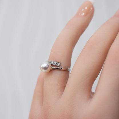 Actual product Rare White pink 8mm - 8.5mm Ring Sea Real Akoya Pearl From Japan SV925 Silver reenspearl akoyapearl