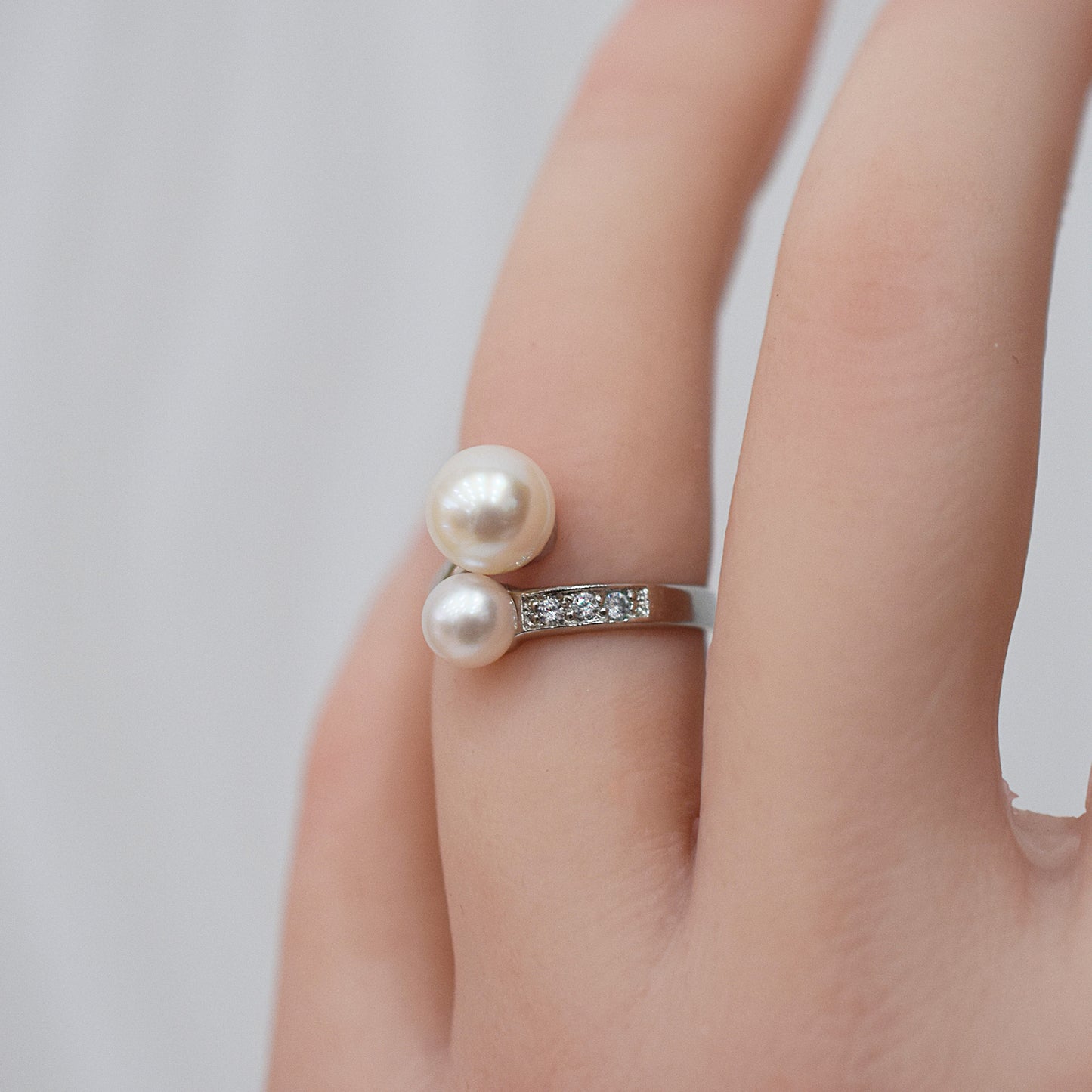 Actual product Rare White pink 7.5mm × 5.5mm Ring Sea Real Akoya Pearl From Japan SV925 Silver reenspearl akoyapearl