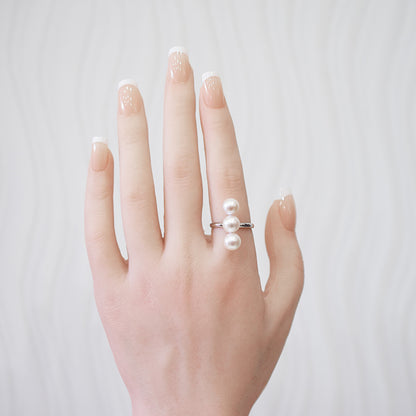 White pink 5.5mm - 8mm Ring Akoya Pearl From Japan SV925 Silver reenspearl Sea Real akoyapearl
