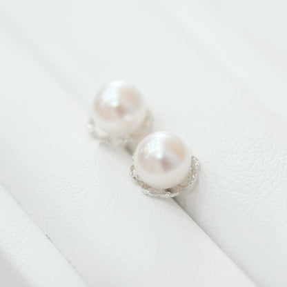 【K18YG / K14WG】Hanadama rank 6mm - 6.5mm Seawater Akoya Pearl White Pink Stud Earring Japan anniversary Japanese Seawater birthday 真珠 あこや 花珠級