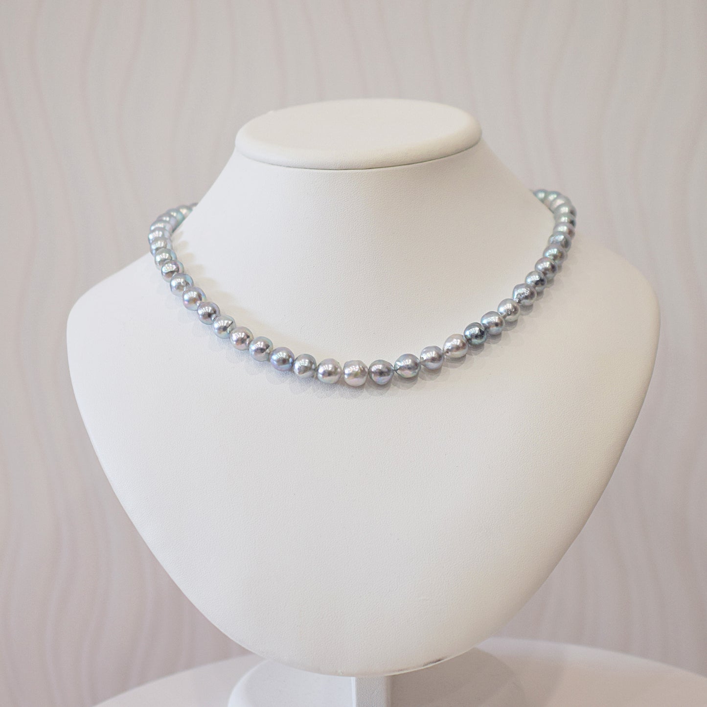 Limited to actual item Necklace Natural color Baroque 8mm - 9.5mm Real Akoya Pearl Japan 16.5inch 42cm starand Japanese choker reenspearl