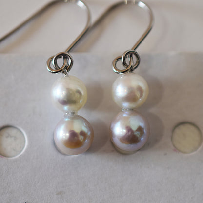 Actual product Natural color akoya Baroque pearl 5.5mm × 6mm Surgical Stainless Steel Seawater Akoya Pearl Hook Earrings Japan