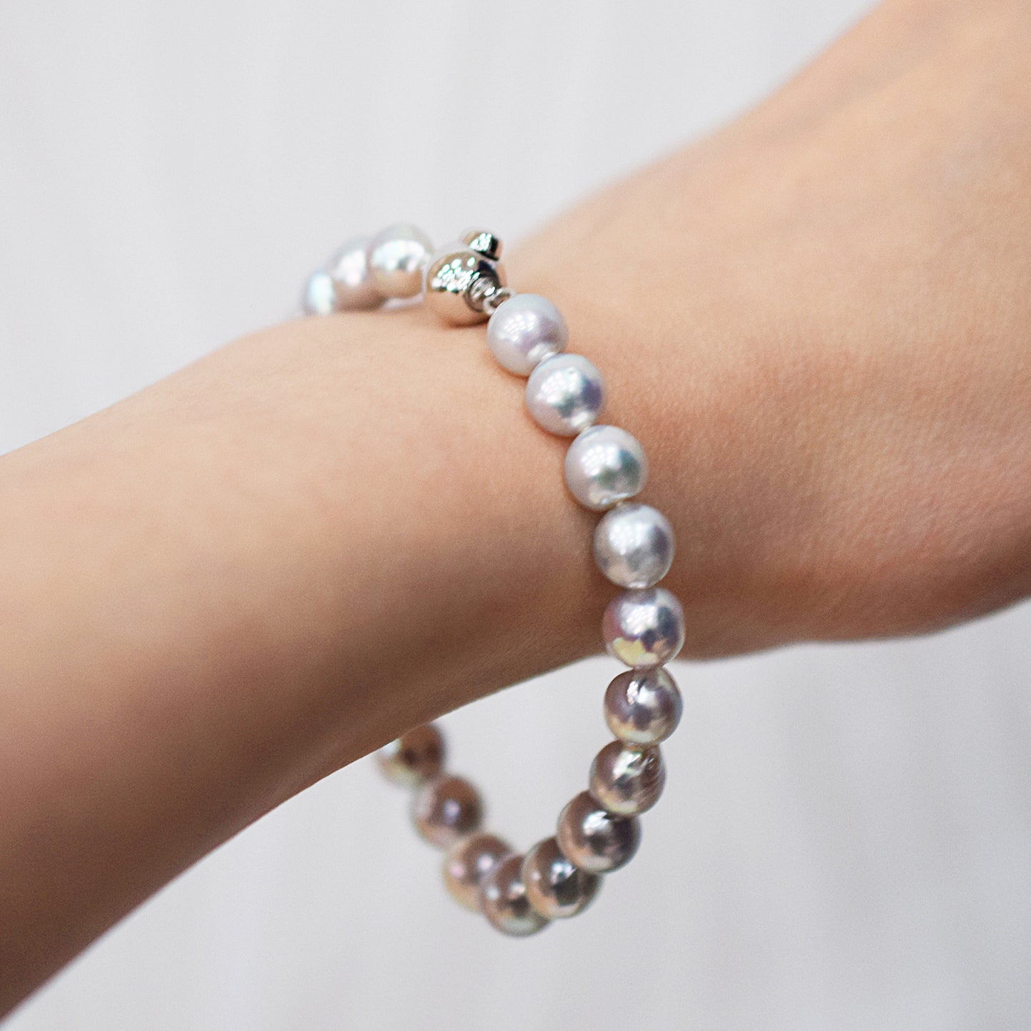 Actual product 7mm - 8mm Natural color Baroque Akoya Pearl Bracelet 7.08inch Japan AkoyaPearl SV925 Wedding Japanese Seawater