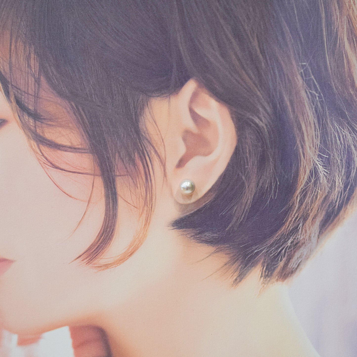 Actual product Rose Certificate from the Pearl Science Laboratory White pink 9mm - 9.5mm Akoya Earring Japan Seawater akoyapearl SK-204113