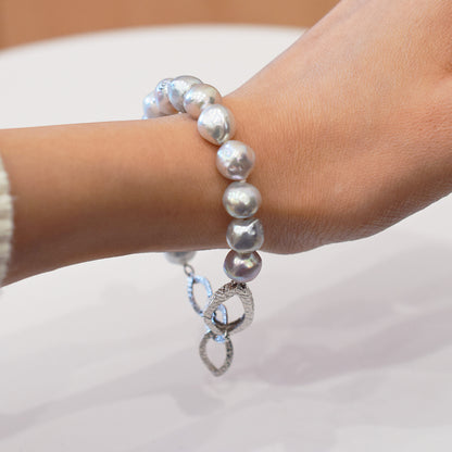 Actual product 9mm - 10mm Natural color Baroque Akoya Pearl Bracelet 7.87inch Japan AkoyaPearl SV925 Wedding Japanese Seawater