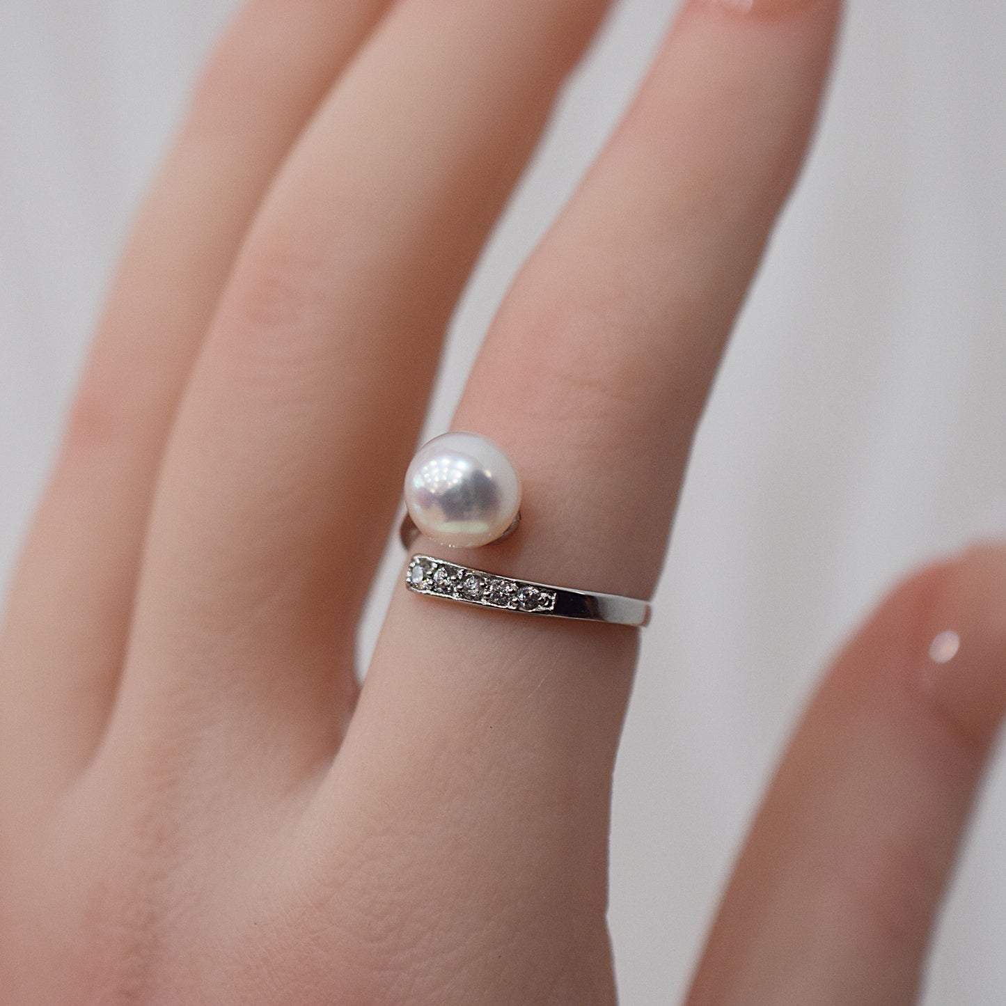 Actual product Rare White pink 8mm - 8.5mm Ring Sea Real Akoya Pearl From Japan SV925 Silver reenspearl akoyapearl