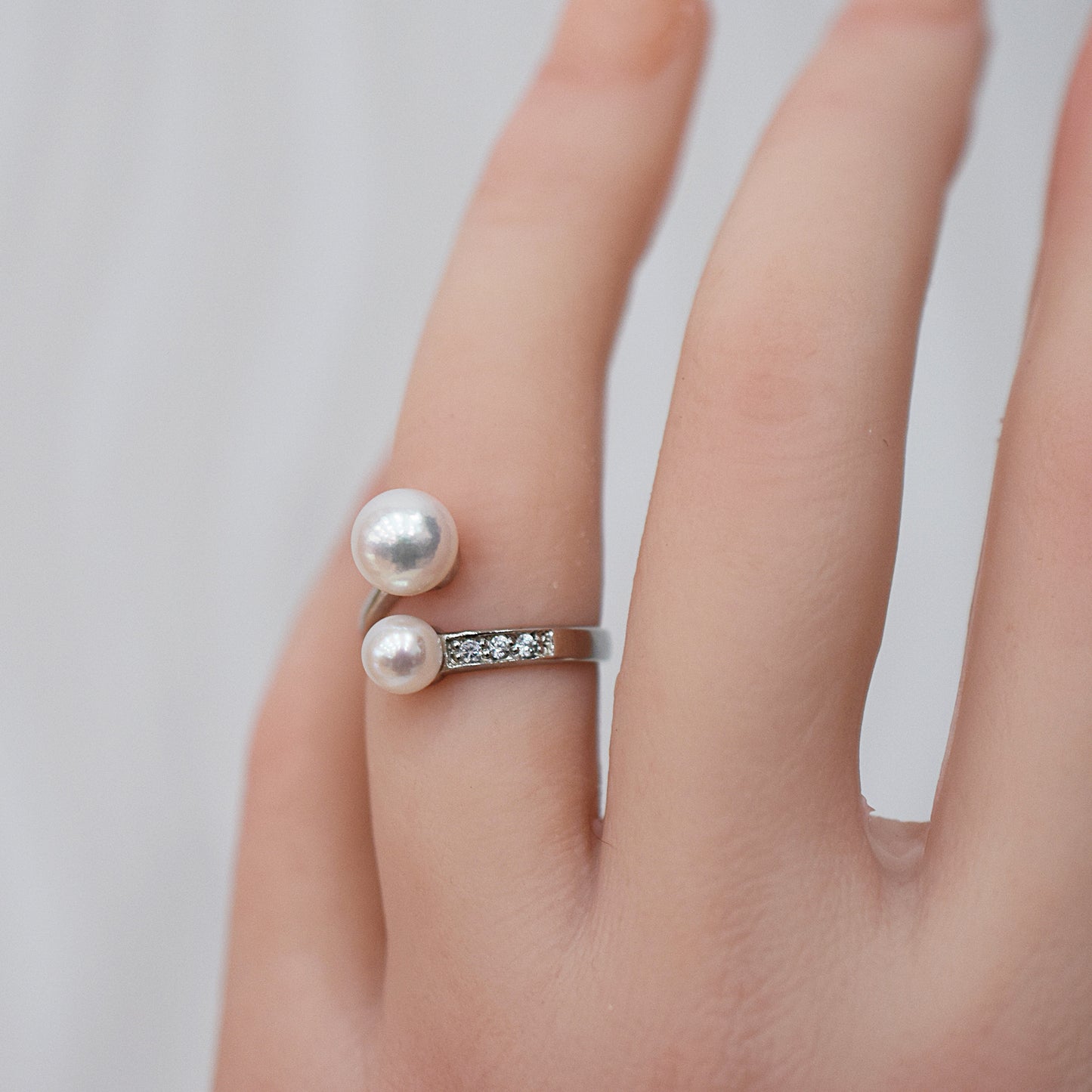 Actual product Rare White pink 7.5mm × 5.5mm Ring Sea Real Akoya Pearl From Japan SV925 Silver reenspearl akoyapearl