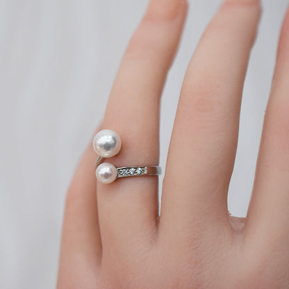 Actual product Rare White pink 7.5mm × 5.5mm Ring Sea Real Akoya Pearl From Japan SV925 Silver reenspearl akoyapearl