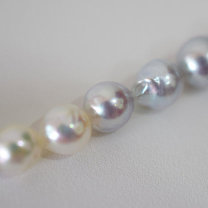 Actual product 6mm - 7mm Natural color Baroque Akoya Pearl Bracelet 6.29inch Japan AkoyaPearl SV925 Wedding Japanese Seawater