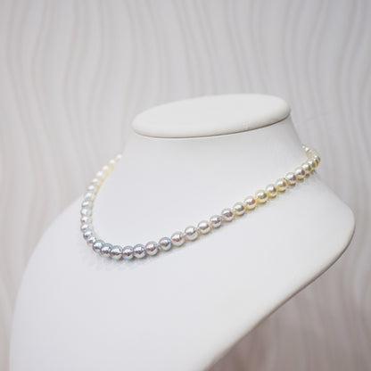 Actual product Natural color Gradient Color Baroque 6mm - 8mm Real Akoya Pearl Japan 16.3inch 41.5cm starand Japanese choker reenspearl