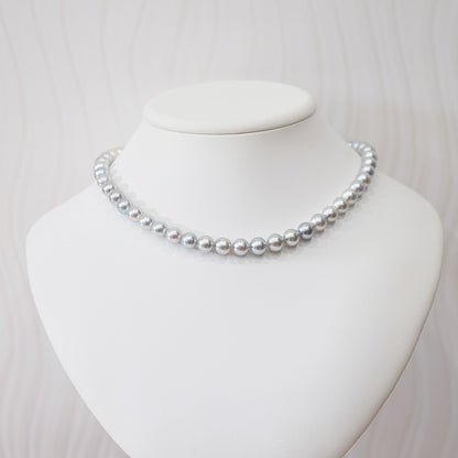 Limited to actual item Necklace Multi color Natural color Semi-round 8mm - 8.5mm Real Akoya Pearl Japan 16.1inch starand choker reenspearl