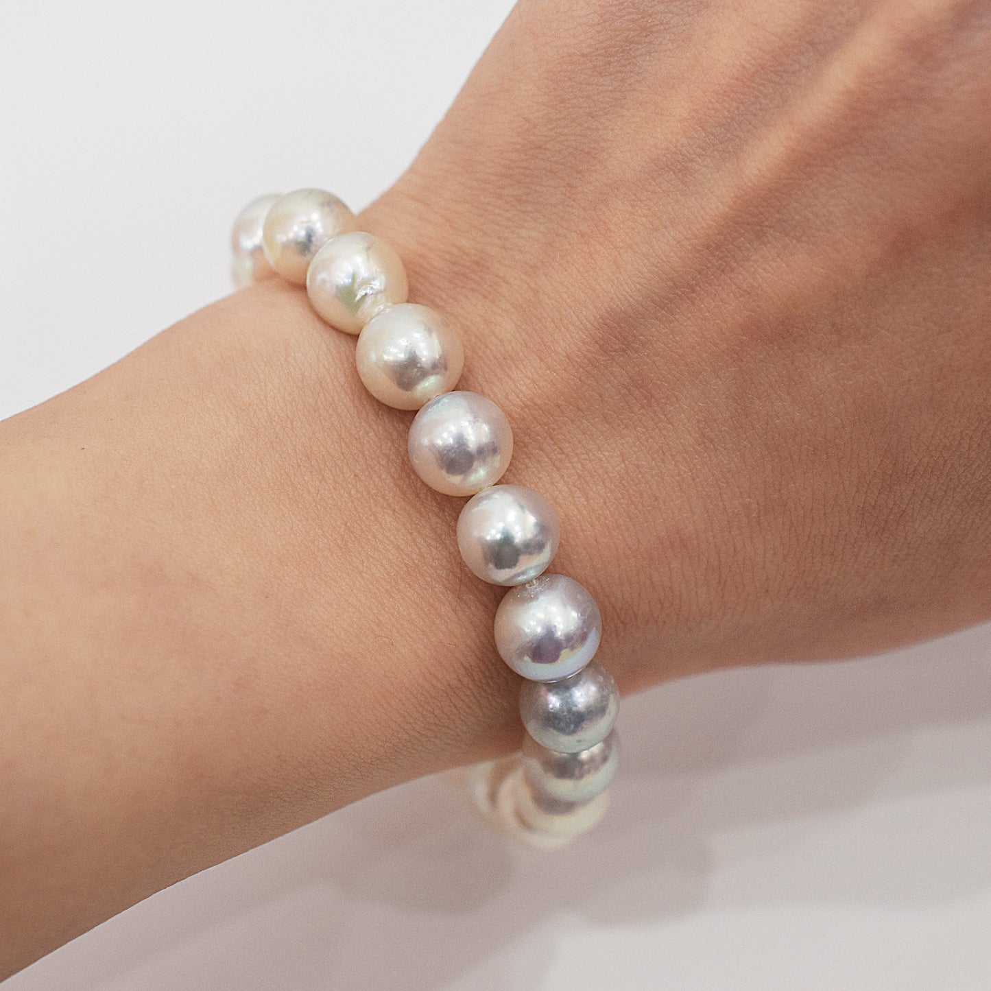 Limited to actual item 9mm - 9.5mm Natural color Multi Semi-round ~ Baroque Akoya Pearl Bracelet From Japan AkoyaPearl Stainless 7.08inch Wedding Japanese Magnet