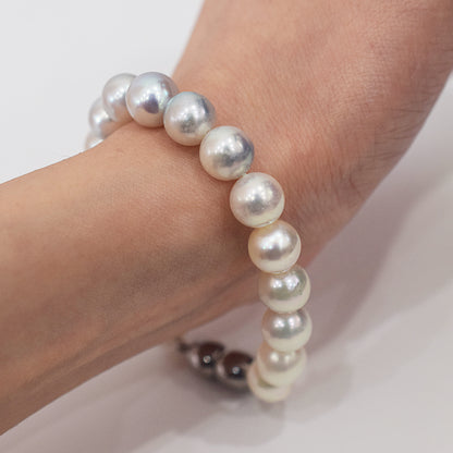 Limited to actual item 9mm - 9.5mm Natural color Multi Semi-round ~ Baroque Akoya Pearl Bracelet From Japan AkoyaPearl Stainless 7.08inch Wedding Japanese Magnet