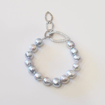 Actual product 9mm - 10mm Natural color Baroque Akoya Pearl Bracelet 7.87inch Japan AkoyaPearl SV925 Wedding Japanese Seawater