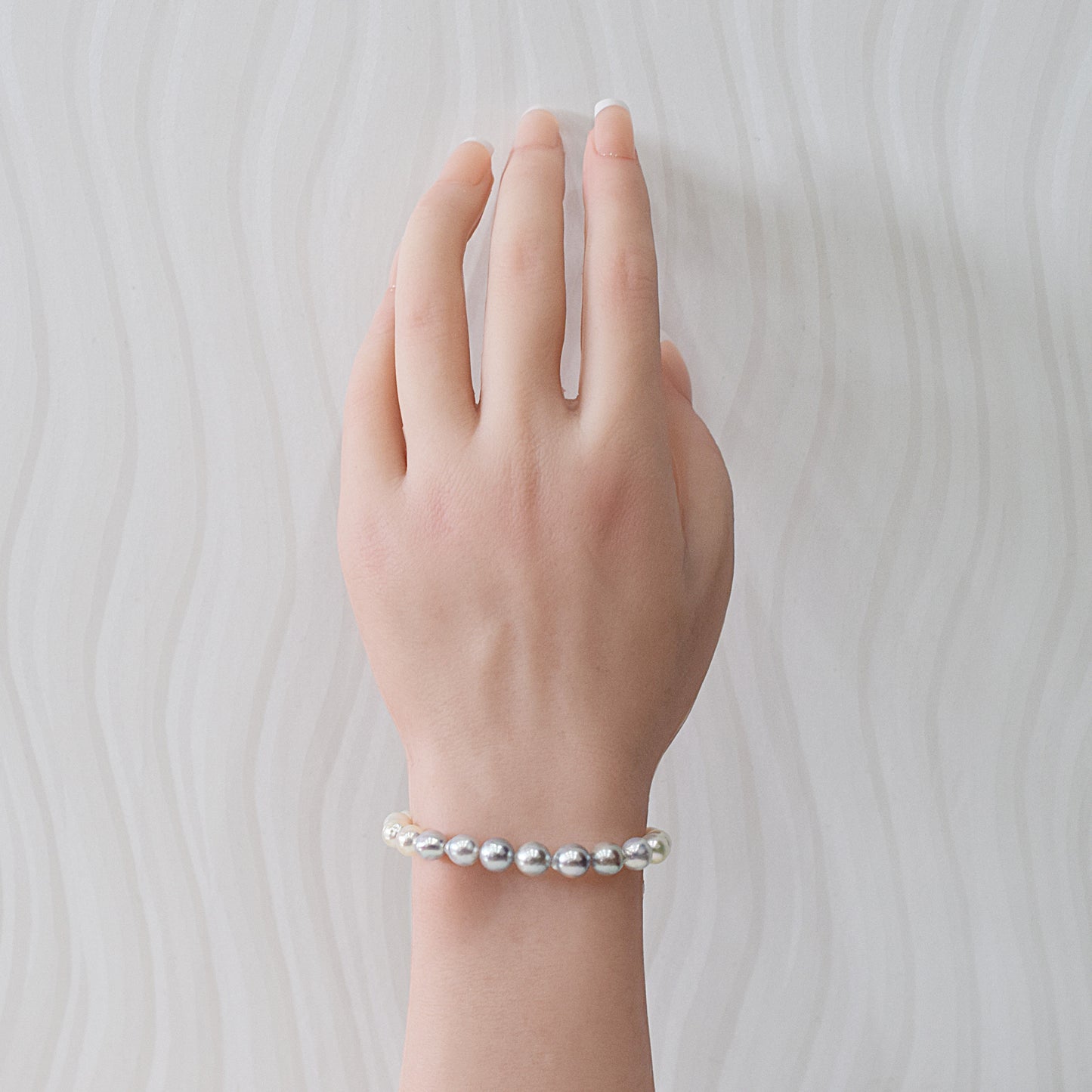 Actual product 6mm - 7mm Natural color Baroque Akoya Pearl Bracelet 6.29inch Japan AkoyaPearl SV925 Wedding Japanese Seawater